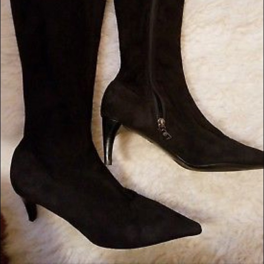 Prada knee high black suede boots size 6.5